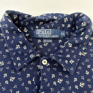 Polo Ralph Lauren Polo Shirt Men XL All Over Geometric Anchor Sailing Boating